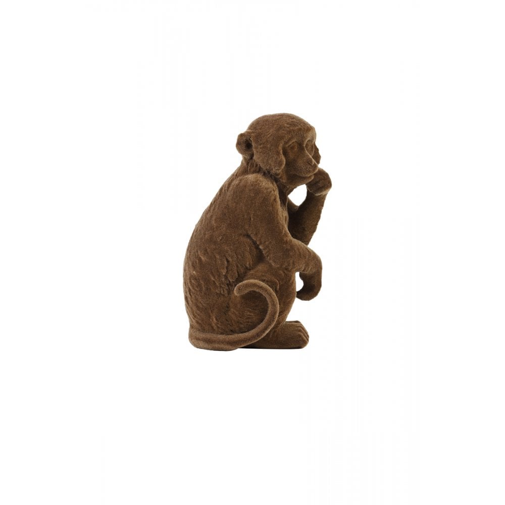 Velvet Brown Monkey Ornament - Luxurious Home Decor Piece