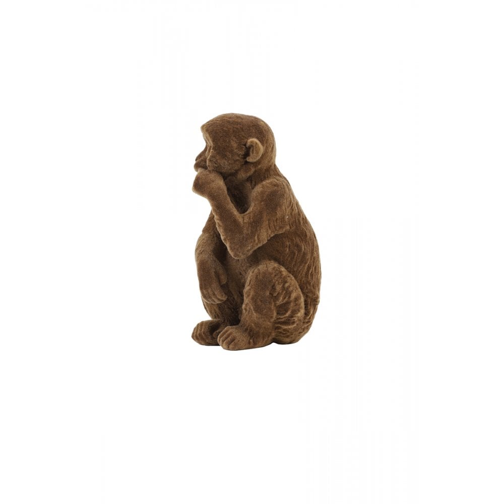 Velvet Brown Monkey Ornament - Luxurious Home Decor Piece