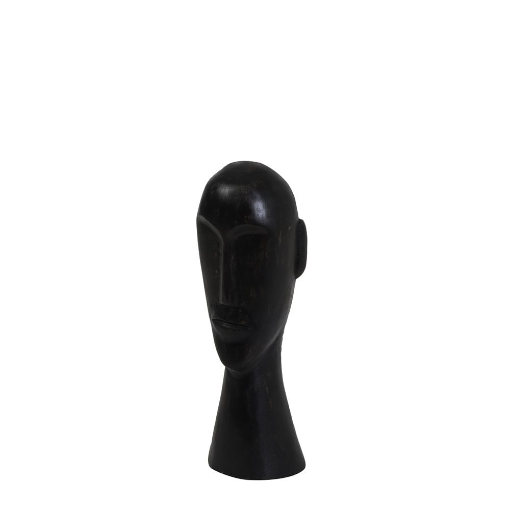 Black Wooden Bust Sculpture - 38cm Mango Wood Decor