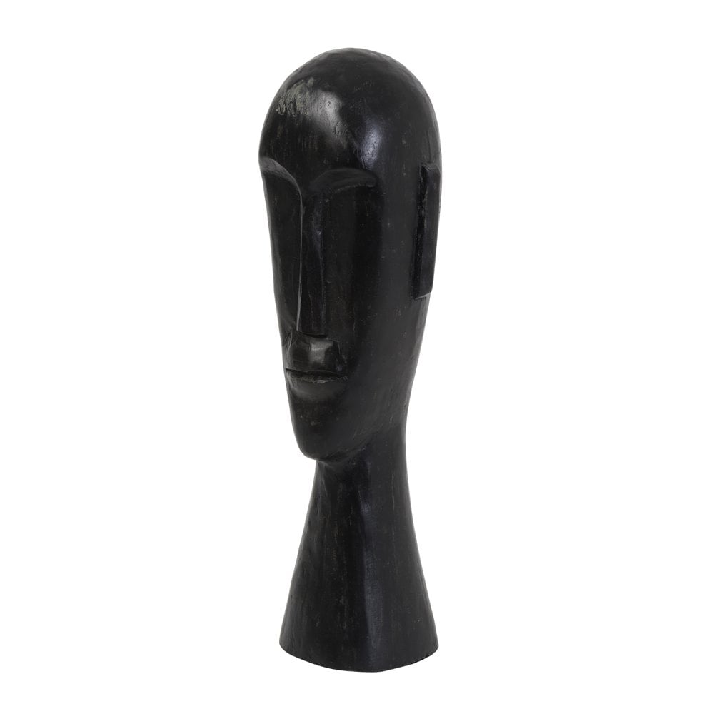 Sculpted Black Mango Wood Head Ornament 52cm