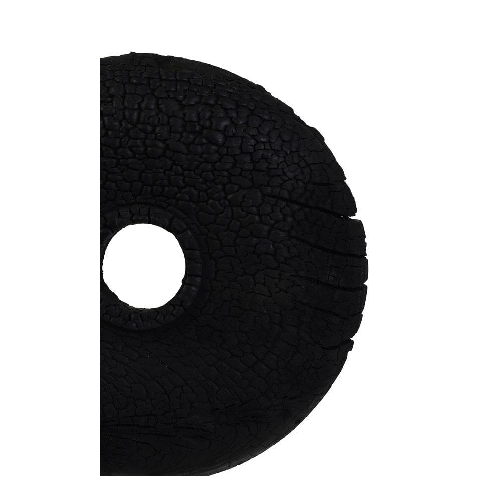 Sculptural Black Mango Wood Ornament with Iron Base - 28x10.5x65.5cm