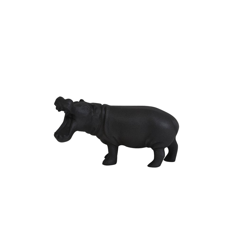 Black Metal Hippo Ornament 24x9.5x14cm