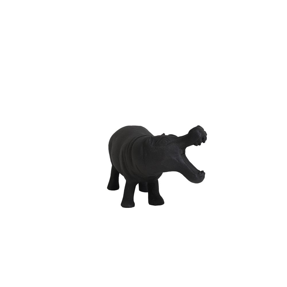 Black Metal Hippo Ornament 24x9.5x14cm