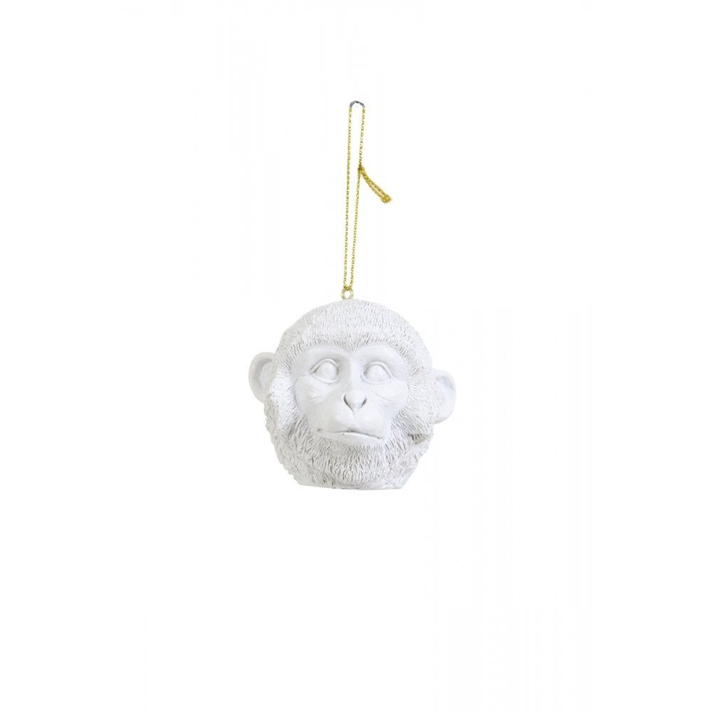Chic White Monkey Figurine Ornament - 8x6.5x8.5cm