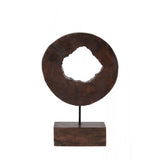 Rustic Brass-Toned Wood Sculpture on Stand 30x10x43cm