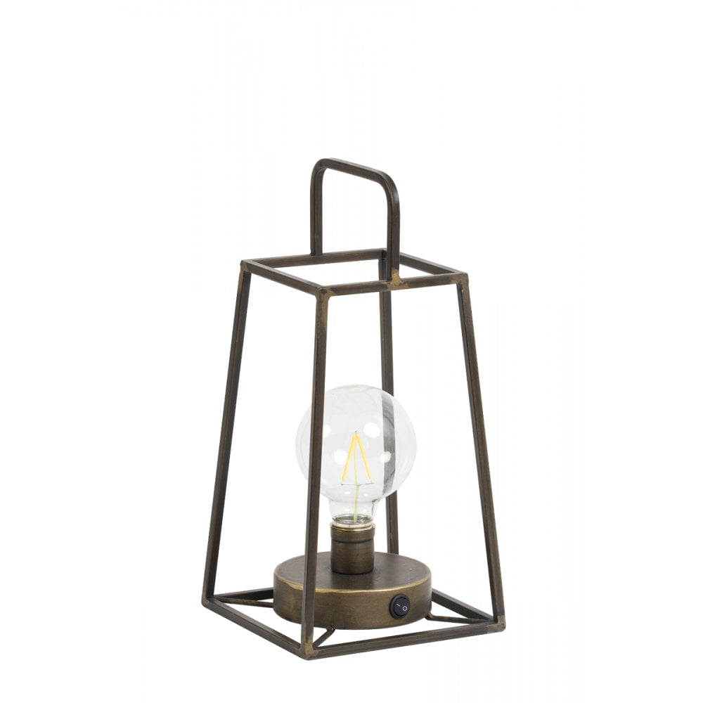 Brass Fauve LED Lantern Table Lamp - 15cm Square Design