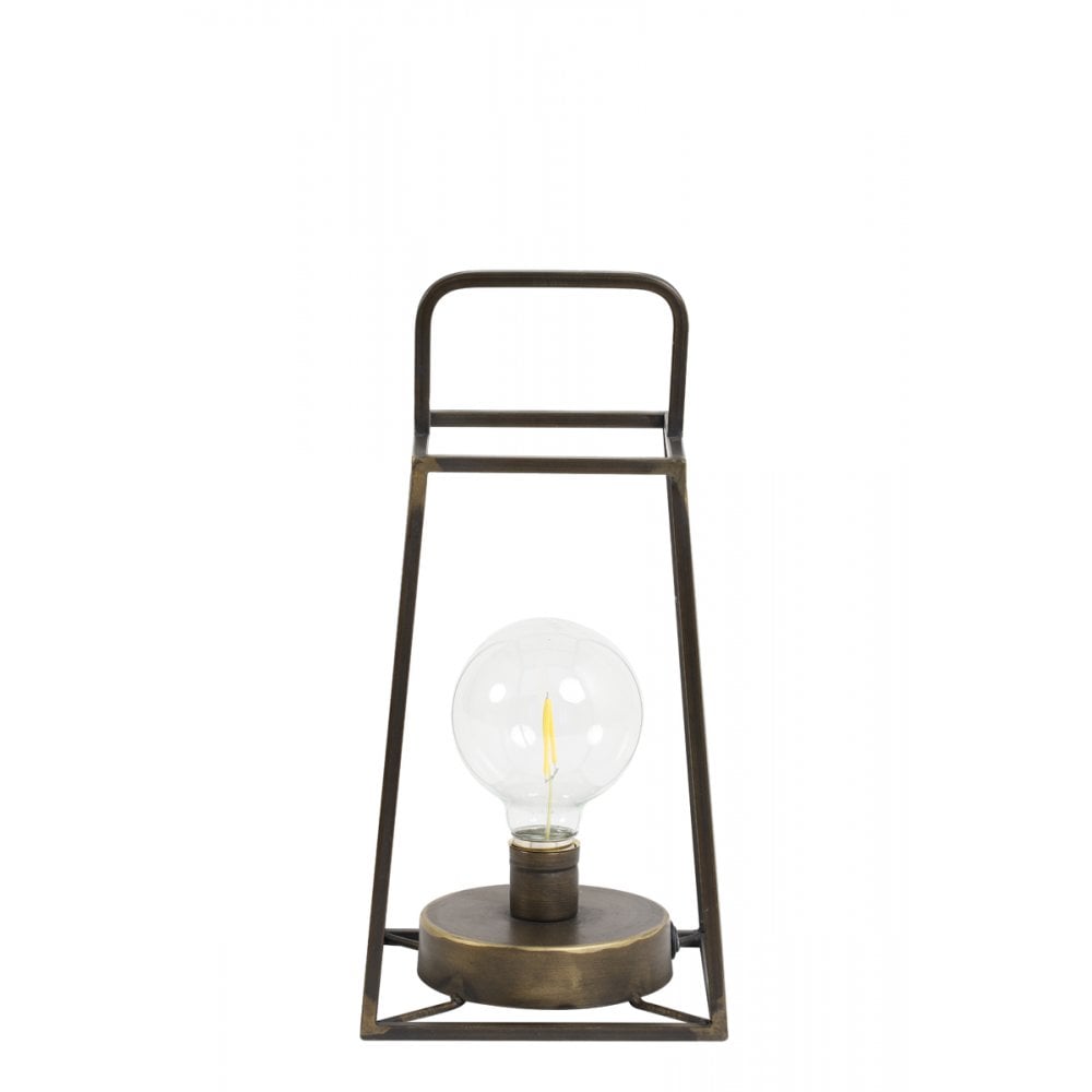 Brass Fauve LED Lantern Table Lamp - 15cm Square Design