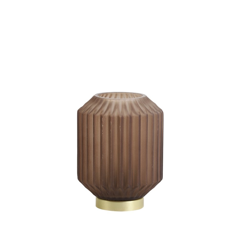Modern Round LED Table Lamp in Matte Coffee Glass Finish