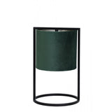 Santos Matt Black Table Lamp with Dark Green Shade - 22x35cm