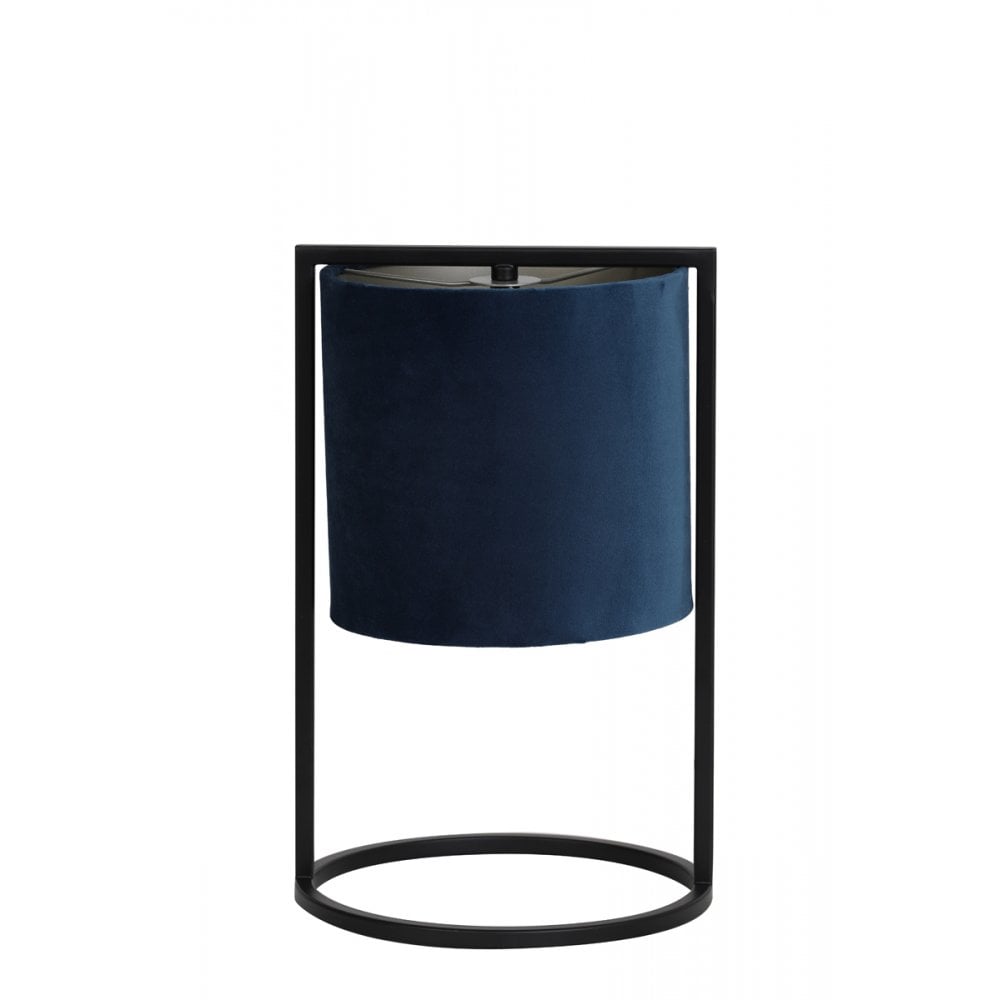 Santos Matte Black Table Lamp with Petrol Blue Shade - 22x35cm