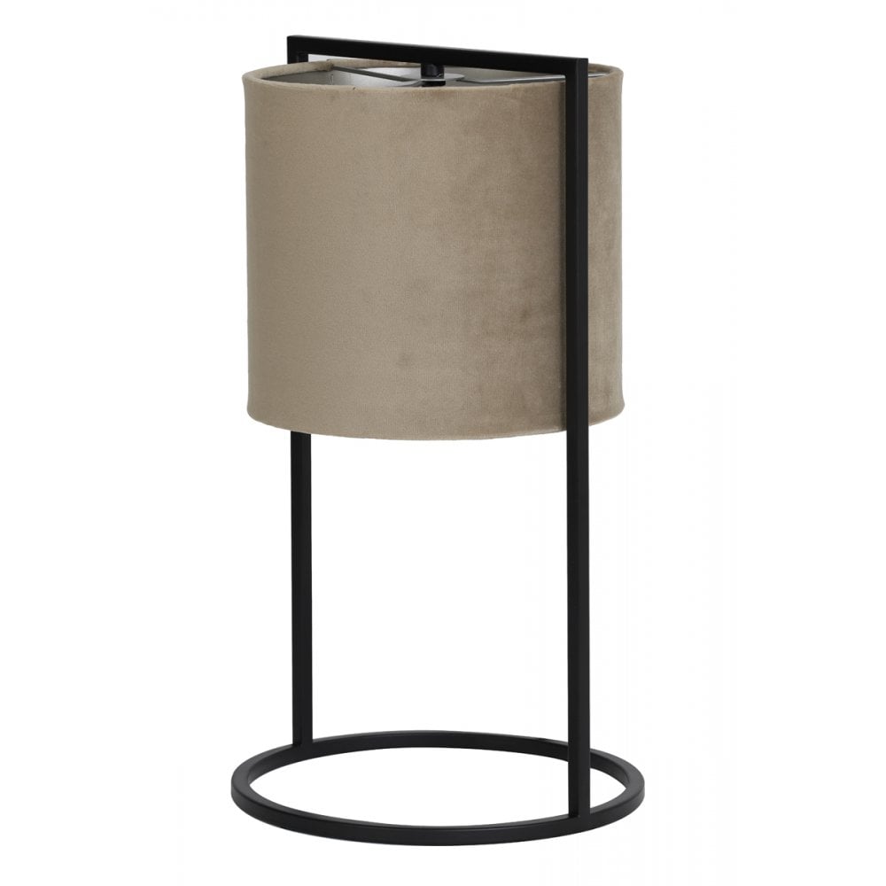 Elegant Santos Table Lamp with Light Brown Shade - 25x45cm, Matt Black Finish