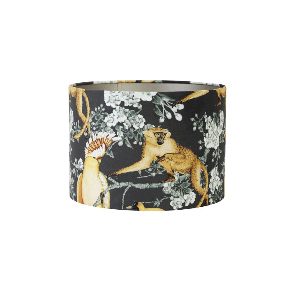 Tropical Jungle Cylinder Shade - 35x35x30cm Velour Fabric