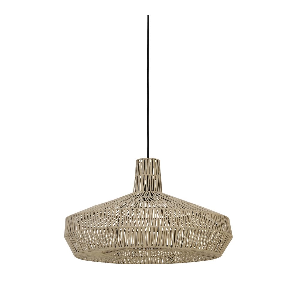 Rustic Leather Pendant Light - 59x35cm Brown Round Fixture