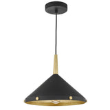 Edena Single Light Pendant in Matte Black with Gold Leaf Interior