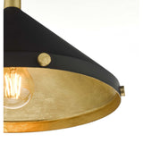 Edena Single Light Pendant in Matte Black with Gold Leaf Interior