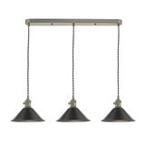 Hadano 3 Light Antique Chrome Suspension With Antique Petwer Shades