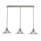 Hadano 3 Light Antique Chrome Suspension With Flared Glass Shades