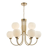 Indra 9 Light Pendant Natural Brass and Opal Glass