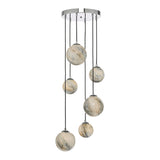 Mikara 6 Light Cluster Pendant Marble Effect Glass & Polished Chrome
