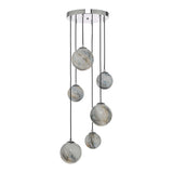 Mikara 6 Light Cluster Pendant Marble Effect Glass & Polished Chrome