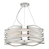 Mizella Trio Light Chrome Pendant with Fabric Interior and Glass Diffuser