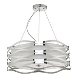 Mizella Trio Light Chrome Pendant with Fabric Interior and Glass Diffuser