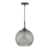 Soren 1 Light Pendant Black And Smoked Textured Glass