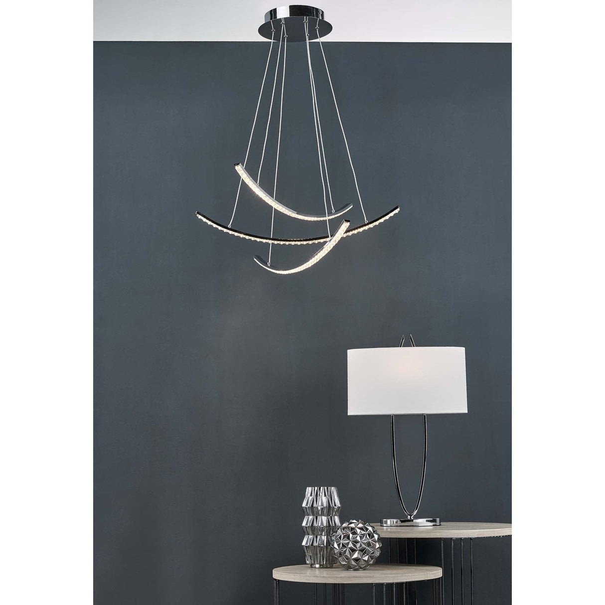 Utara Table Lamp Polished Chrome With Shade