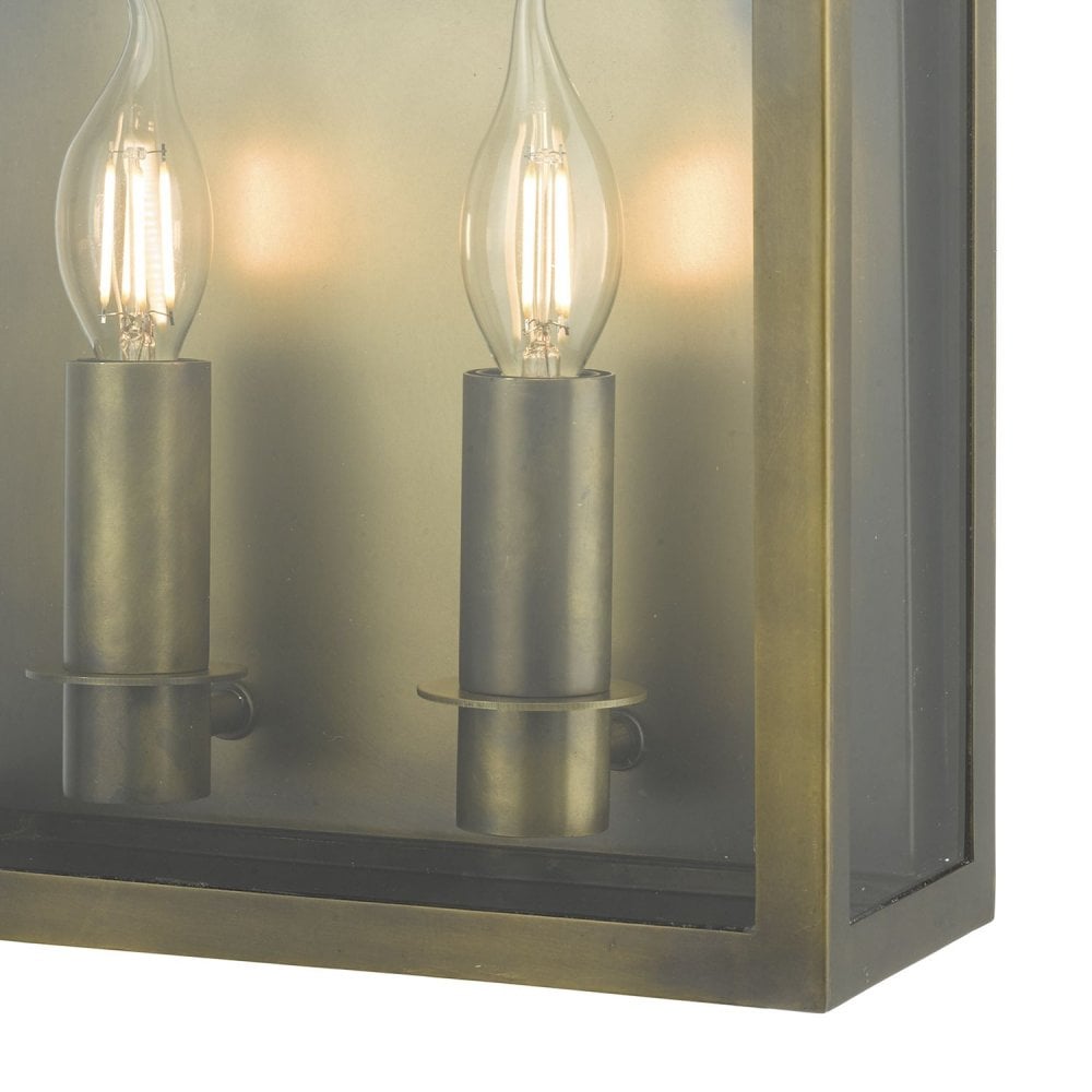 Vapour 2 Light Coach Lantern Outdoor Wall Light Weathered Brass IP44