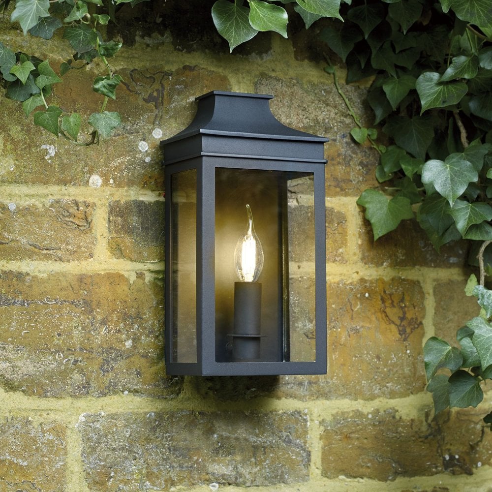 Vapour Coach Lantern Outdoor Wall Light Matt Black IP44