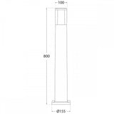 Sleek Black Carlo 800 Bollard with 3.5W GU10 LED, 4000K Cool White