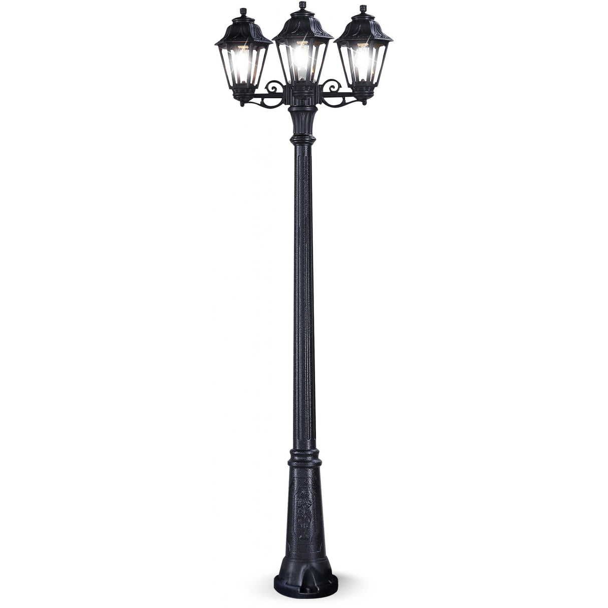 Anna Gigi-Bisso Triple Head Lantern Post - Classic Black Outdoor Lighting