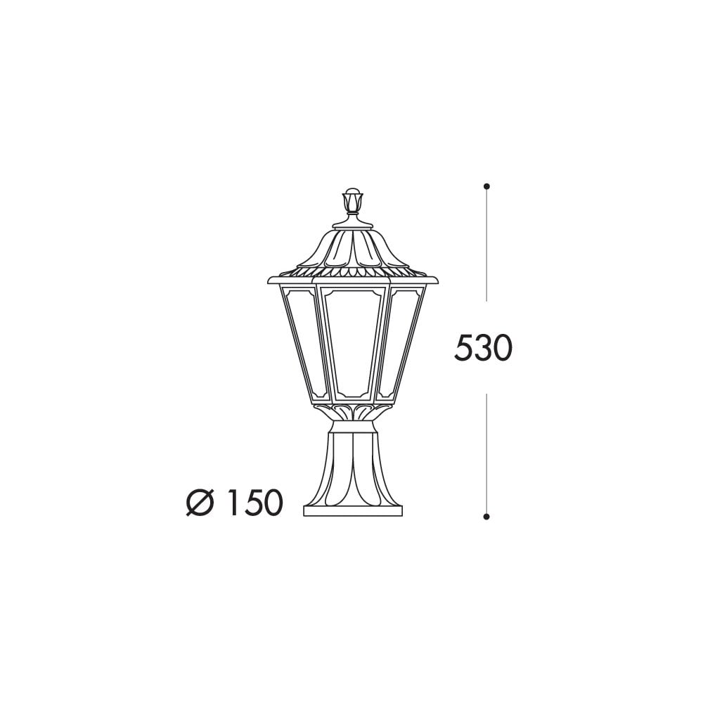 Black Classic Style 6W LED Hexagonal Pedestal Lantern with Clear Diffuser