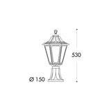 Black Classic Style 6W LED Hexagonal Pedestal Lantern with Clear Diffuser