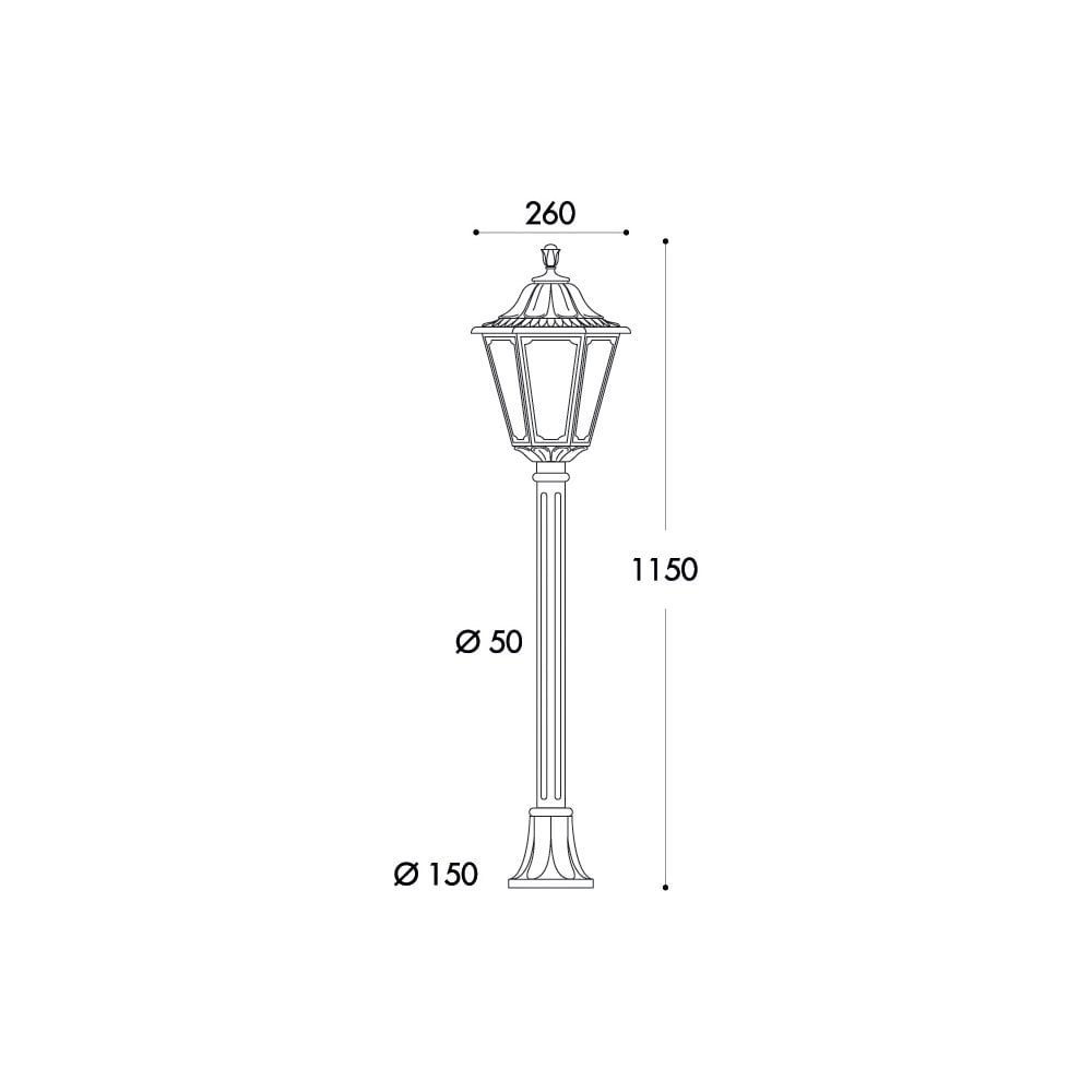 Mizar Elegance 6W LED Hexagonal Black Post Lantern