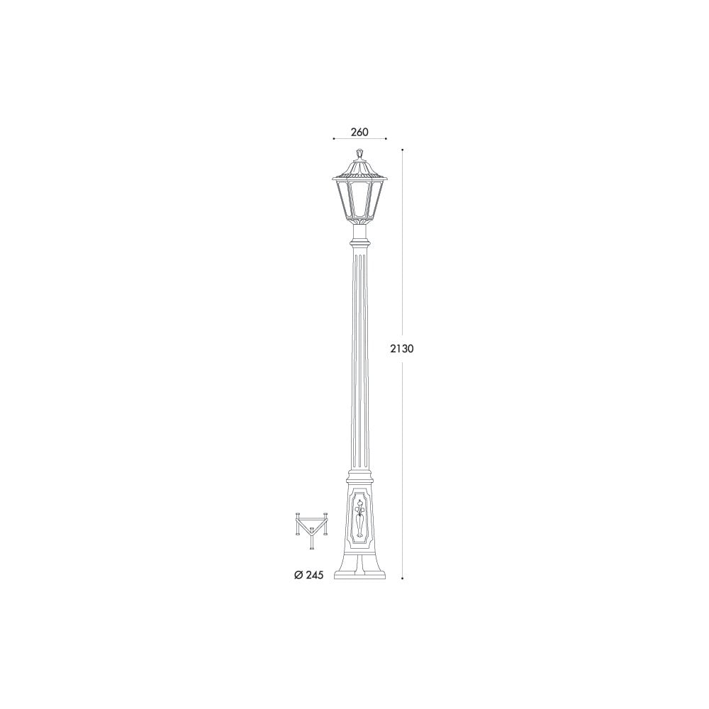 Rut Gigi E27 Classic Hexagonal Black Post Lantern