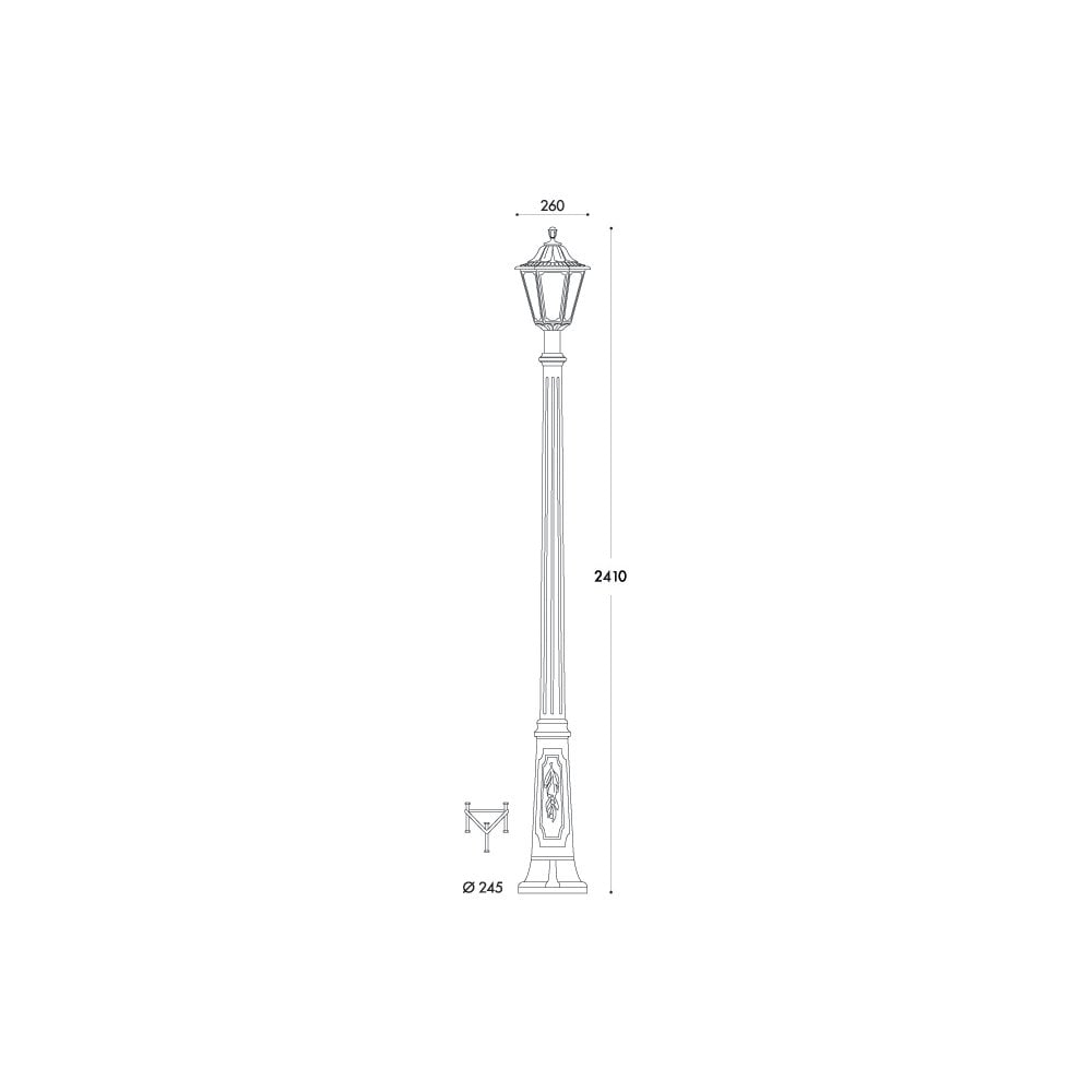 Rut Ricu Black 6W LED Hexagonal Post Lantern - Classic Style