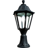 Elegant Black Noemi Lantern with Hexagonal Design & Pedestal