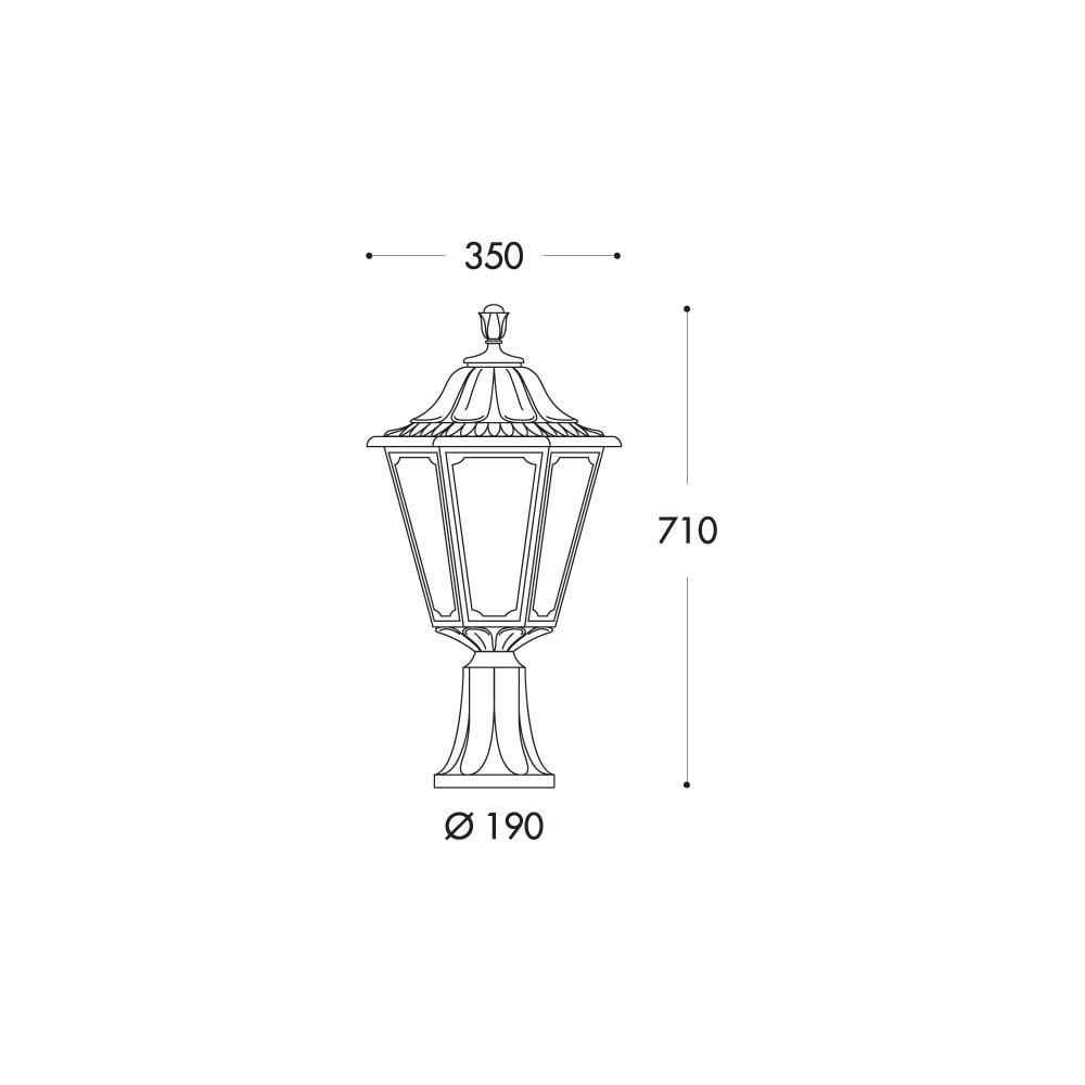 Elegant Black Noemi Lantern with Hexagonal Design & Pedestal
