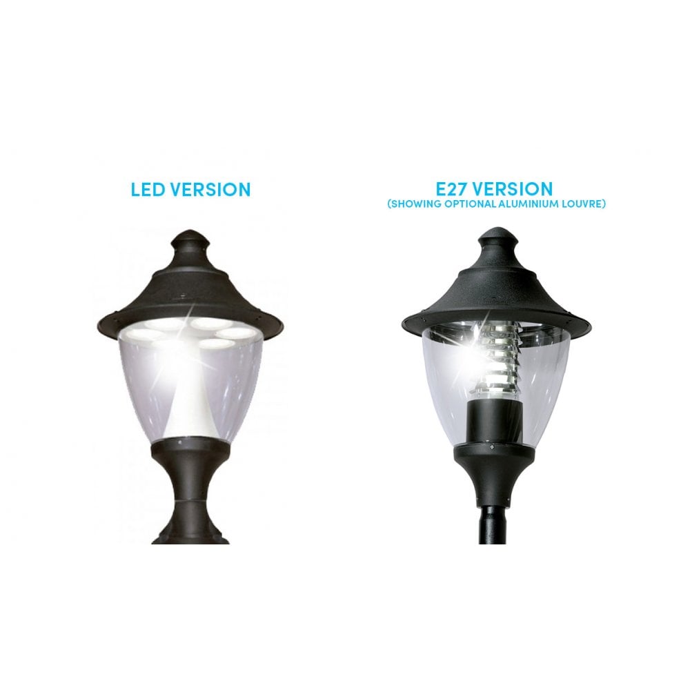 Contemporary Black Gino Lantern with Pedestal - IP65 E27 Holder
