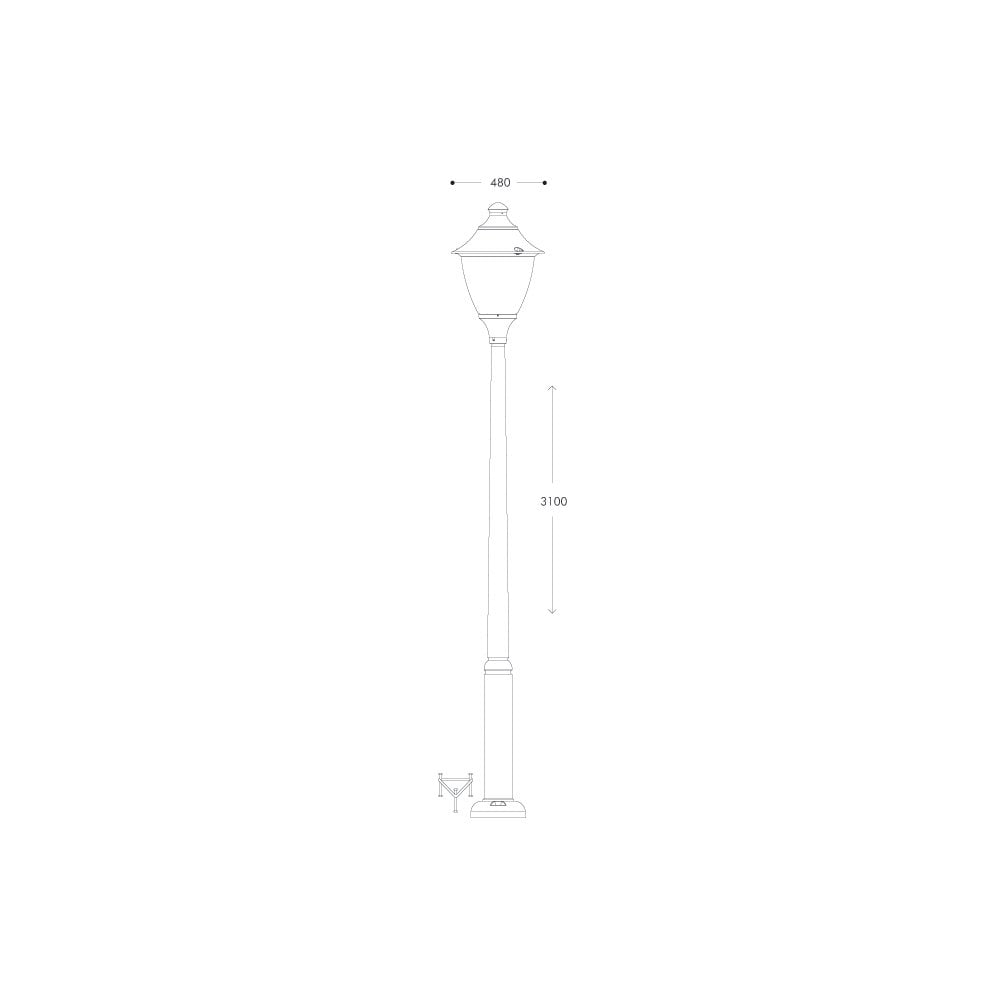 Gino 400 Ektor2500 Modern Urban Post Lantern, Black, IP65 E27