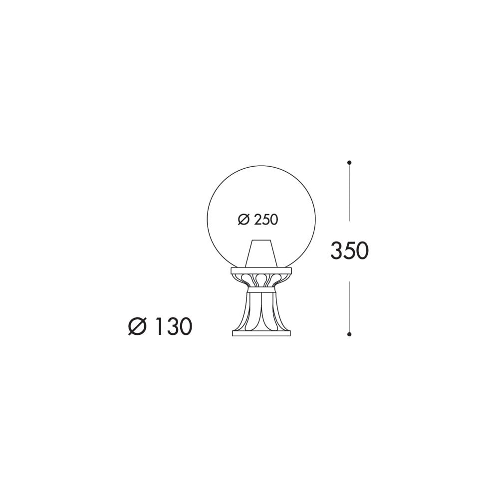 250mm Clear Globe Pedestal Light, 6W LED Warm White, Black - Classic Globe Collection