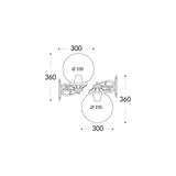 Globe 250 Bisso E27 Clear Wall Light with Black Bracket