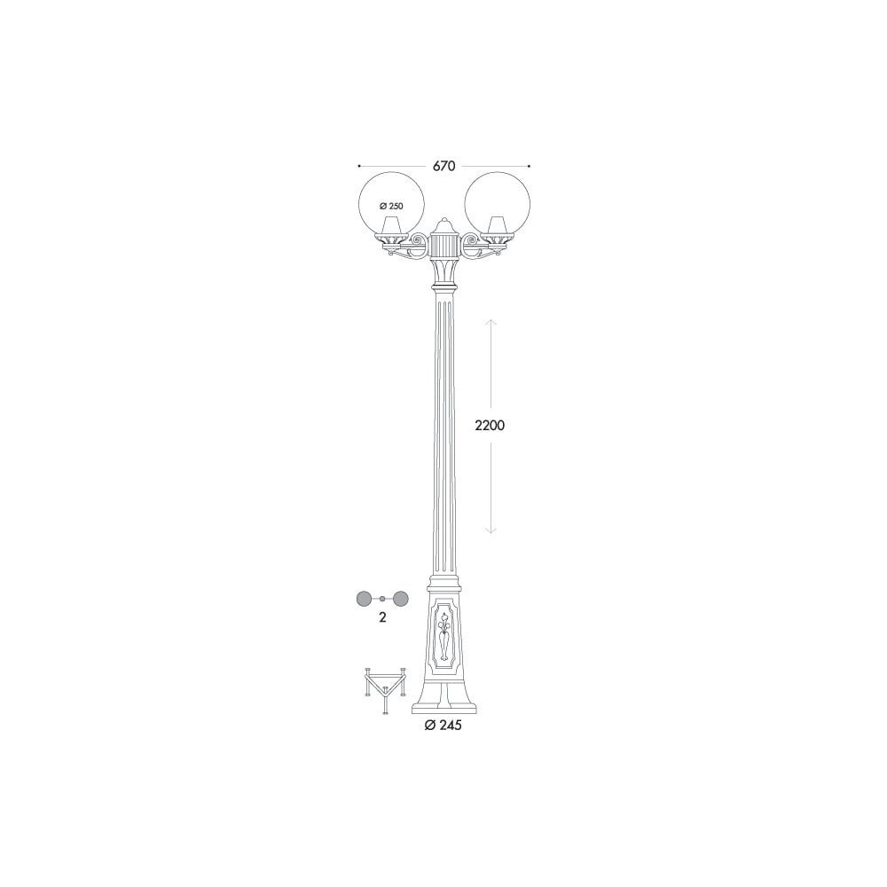 Globe 250 Gigi-Bisso E27 Dual Light Black Post Lamp