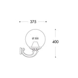 Globe 300 Ofir E27 Clear Outdoor Wall Light - Black