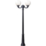 Black Twin Head Globe Post Light with Opal Diffuser - Globe 300 Ricu-Ofir E27