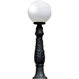 Opal Glow IP55 Black Globe Lamp on Iafet Resin Post
