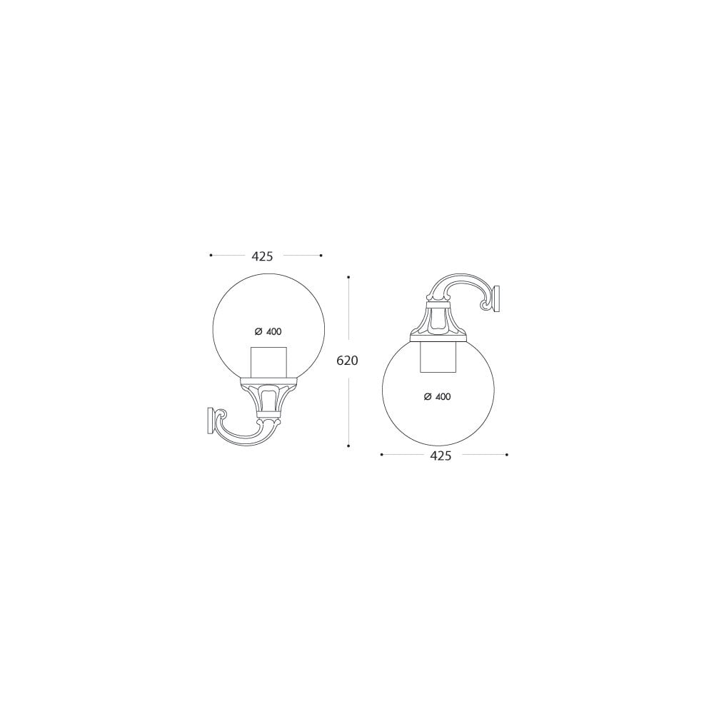 Opal Black Globe Wall Fixture - Ofir 400 Series