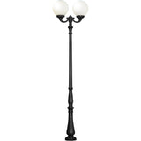 Elegant Black Twin Globe Outdoor Lamp Post with 400mm Opal Diffuser