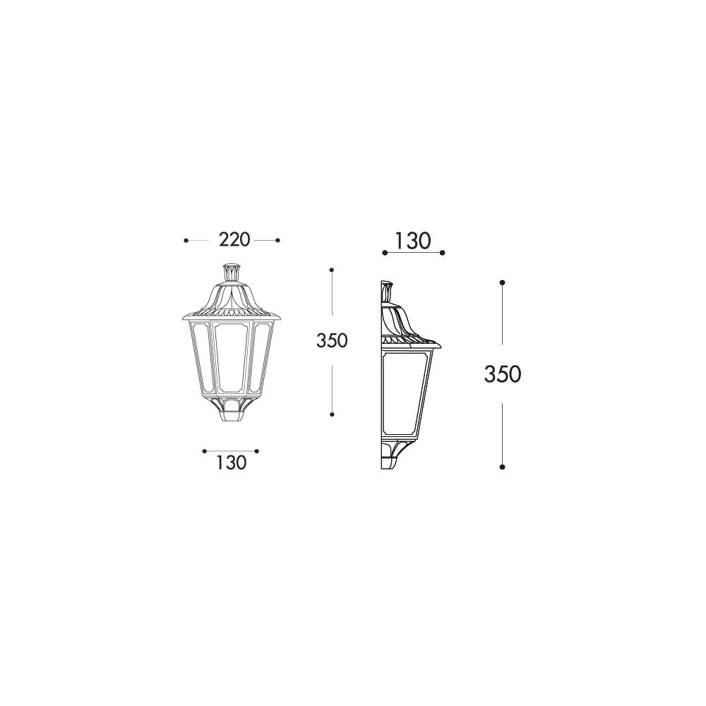 Iesse Classic Black Half Lantern with E27 Holder